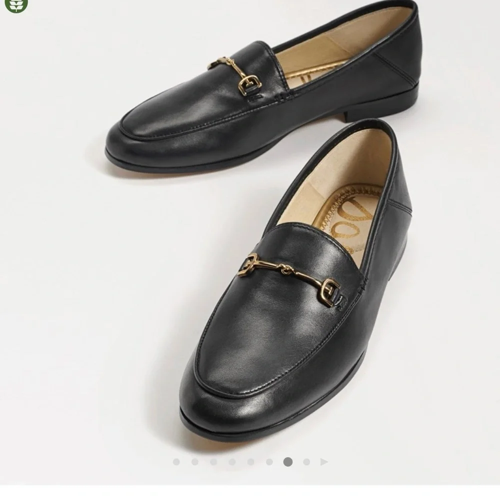 Sam Edelman Lorraine Bit Loafers Black with Gold Detail - Picture 3 of 8